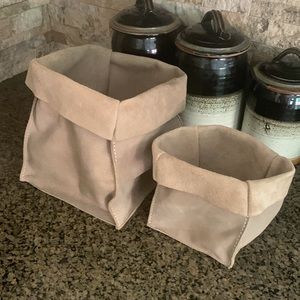 Roots Canada Large and Medium Rollover Basket Tribe Sand